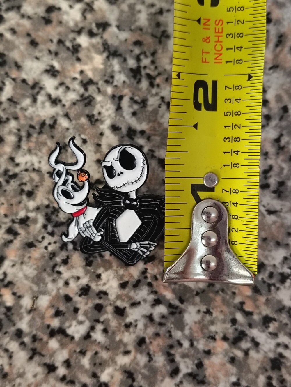 Jack Skellington & Zero Enamel Pin - Black and White
